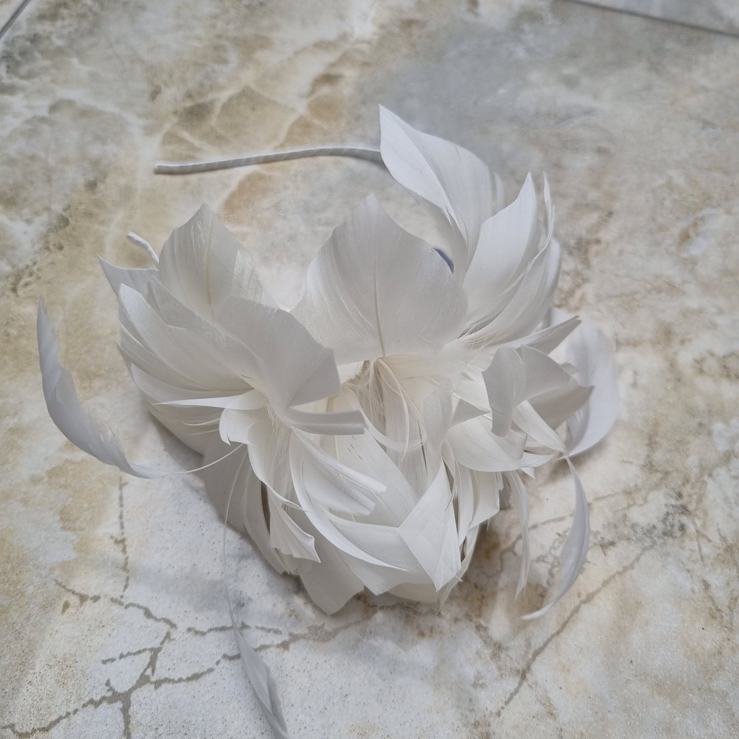 Boardmans Cove Ivory Double Feather Flower Fascinator