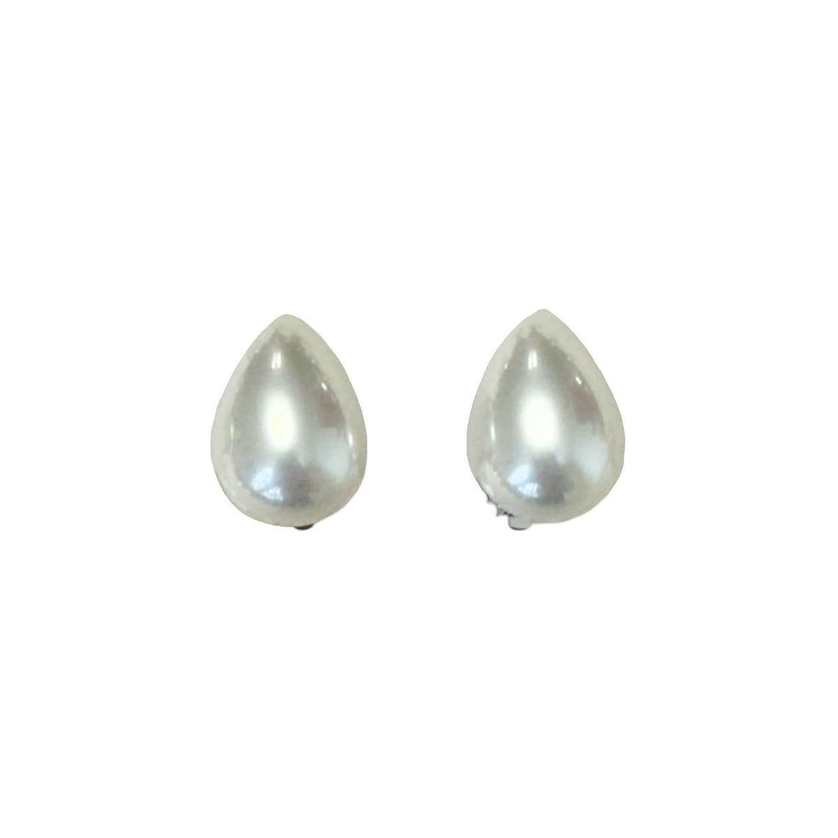 206146 Pearl Tear Stud Clip On Earrings