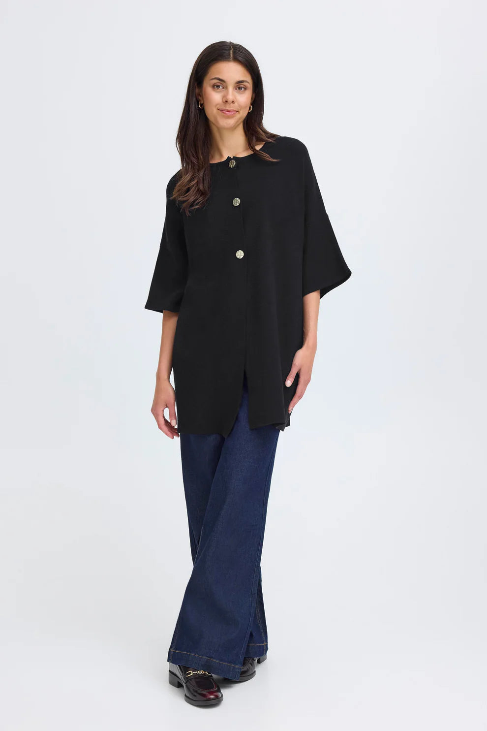 Fransa FR Sally Car 5 Sleeveless Long Cardi