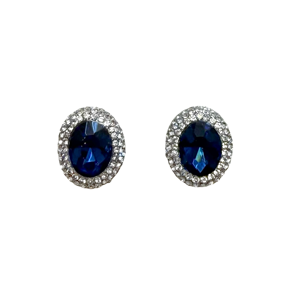 206184 Navy & Silver Clip On Earrings