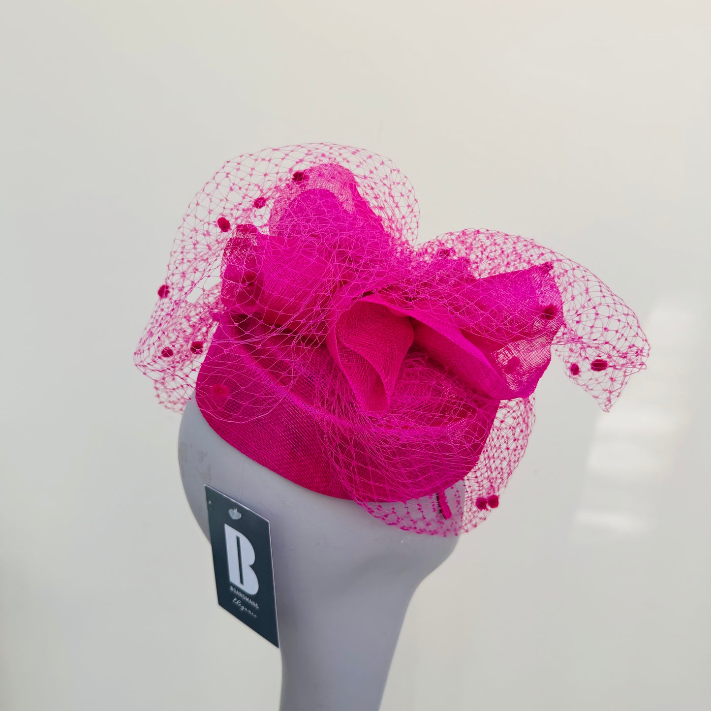 Boardmans Evelyn Fuchsia Pink Net Pillbox Hat