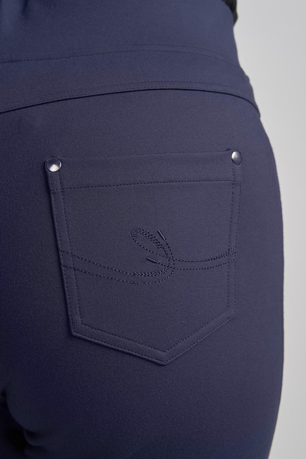 Pinns 280T Navy Blue Ponte Jean Style Pull Up Trousers