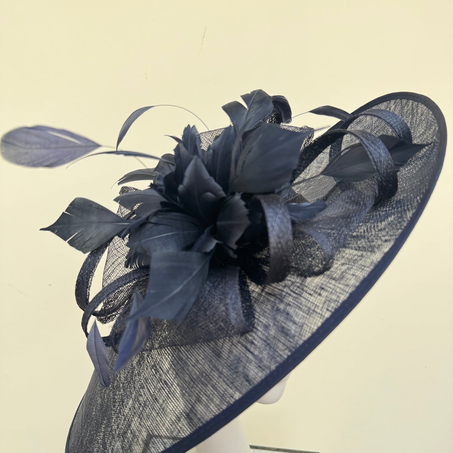 J Bees JB25/85 Navy Blue Hatinator with Feather Flower Detail