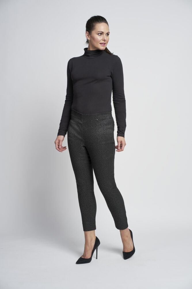 Pinns 302CT Black Sparkle Animal Print Trouser