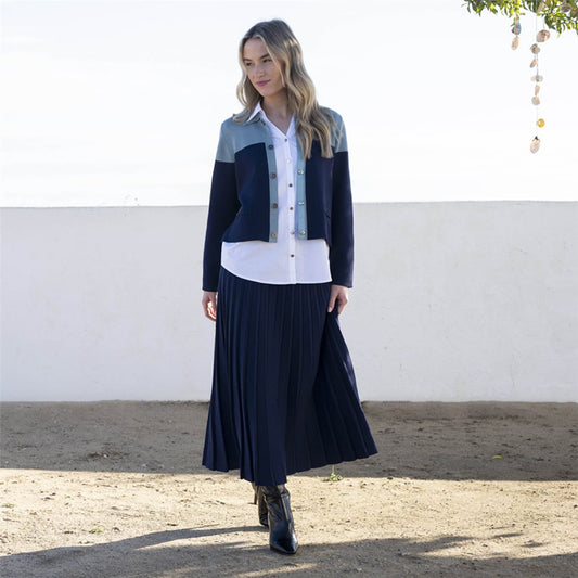 Marble Ribbed Navy Skirt