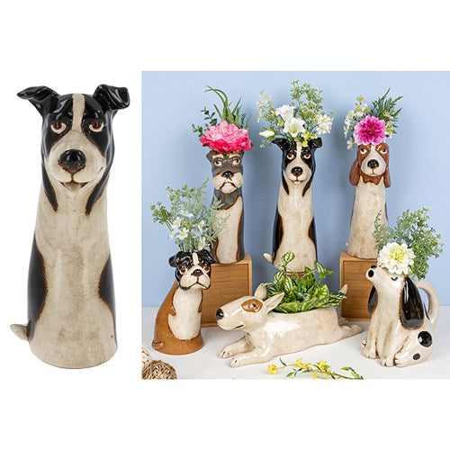 Village Pottery Dalmatian Dog Vase Ornament Multi