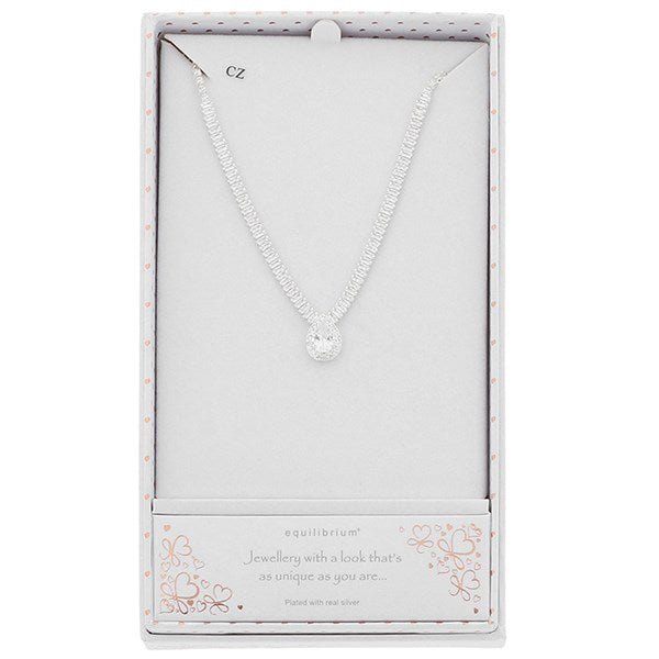Equilibrium 359375 Bling Oppulent Tear Drop Silver Plated Necklace