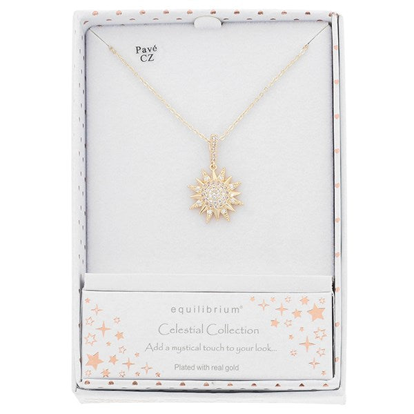Equilibrium 359391 Celstial Sunshine Gold Plated Necklace