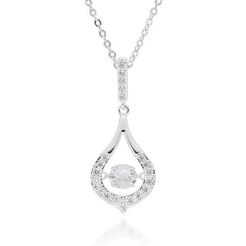Equilibrium 359522 Moving Crystal Glam Teardrop Necklace