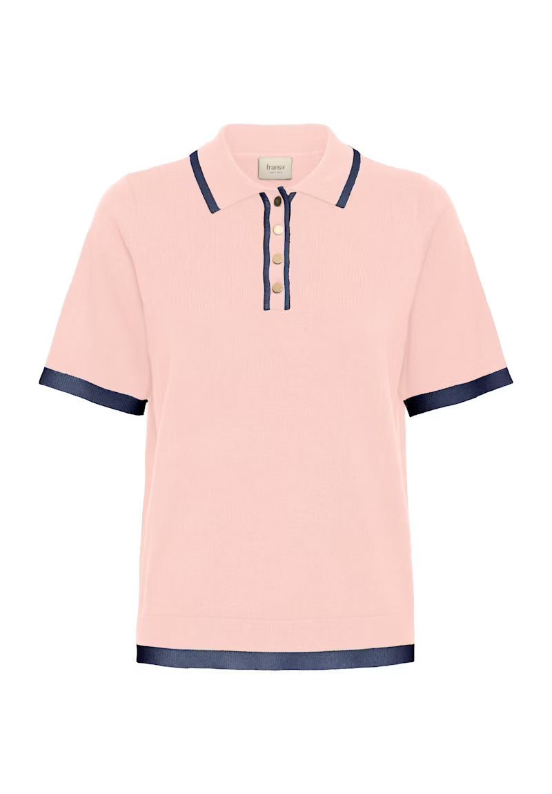 Fransa short sleeve collar top