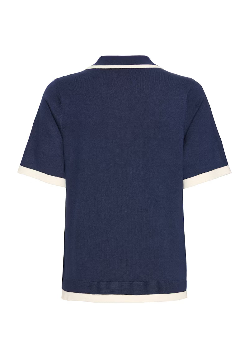 Fransa short sleeve collar top