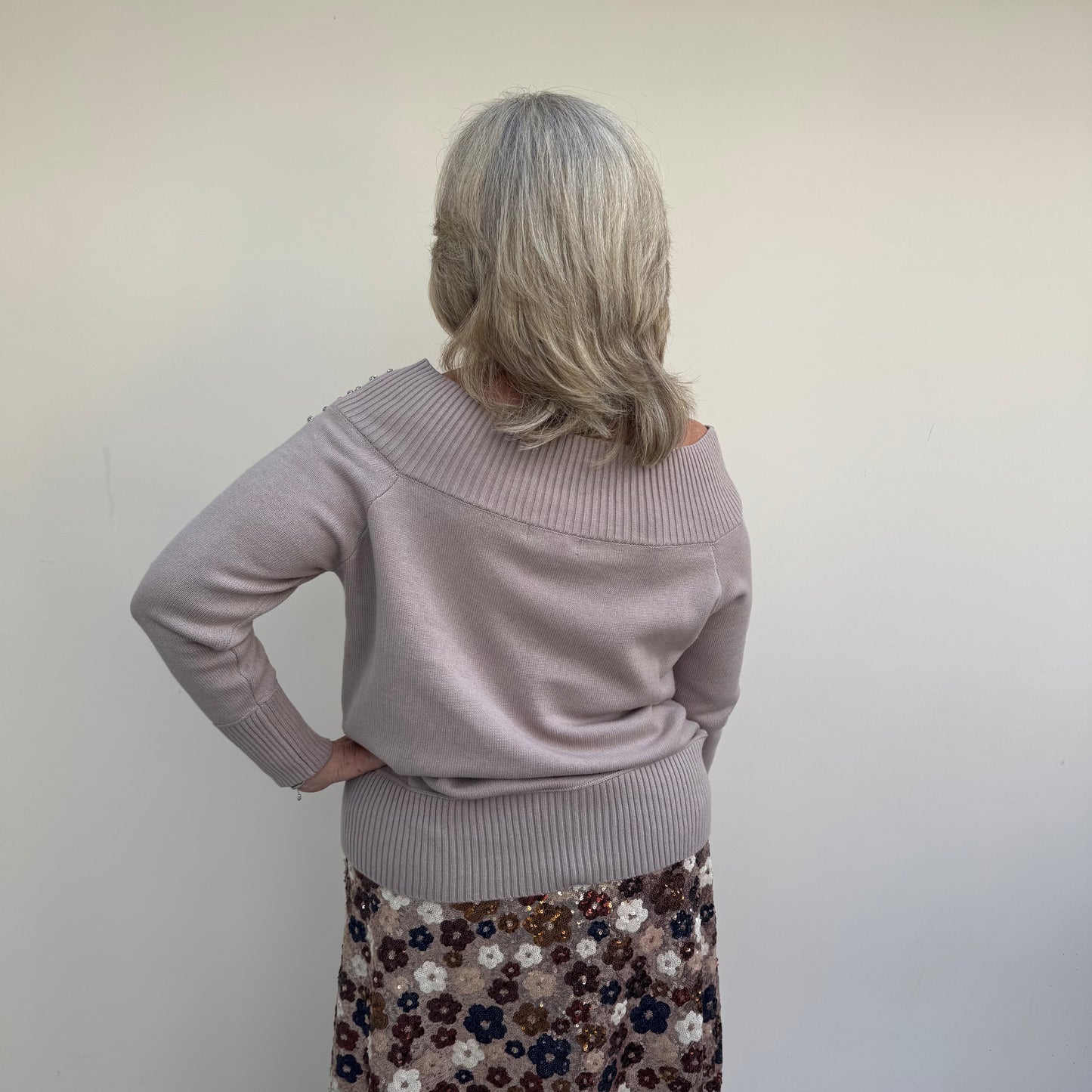 Malissa J WF2541 Bardot Neck Jumper with Sparkle