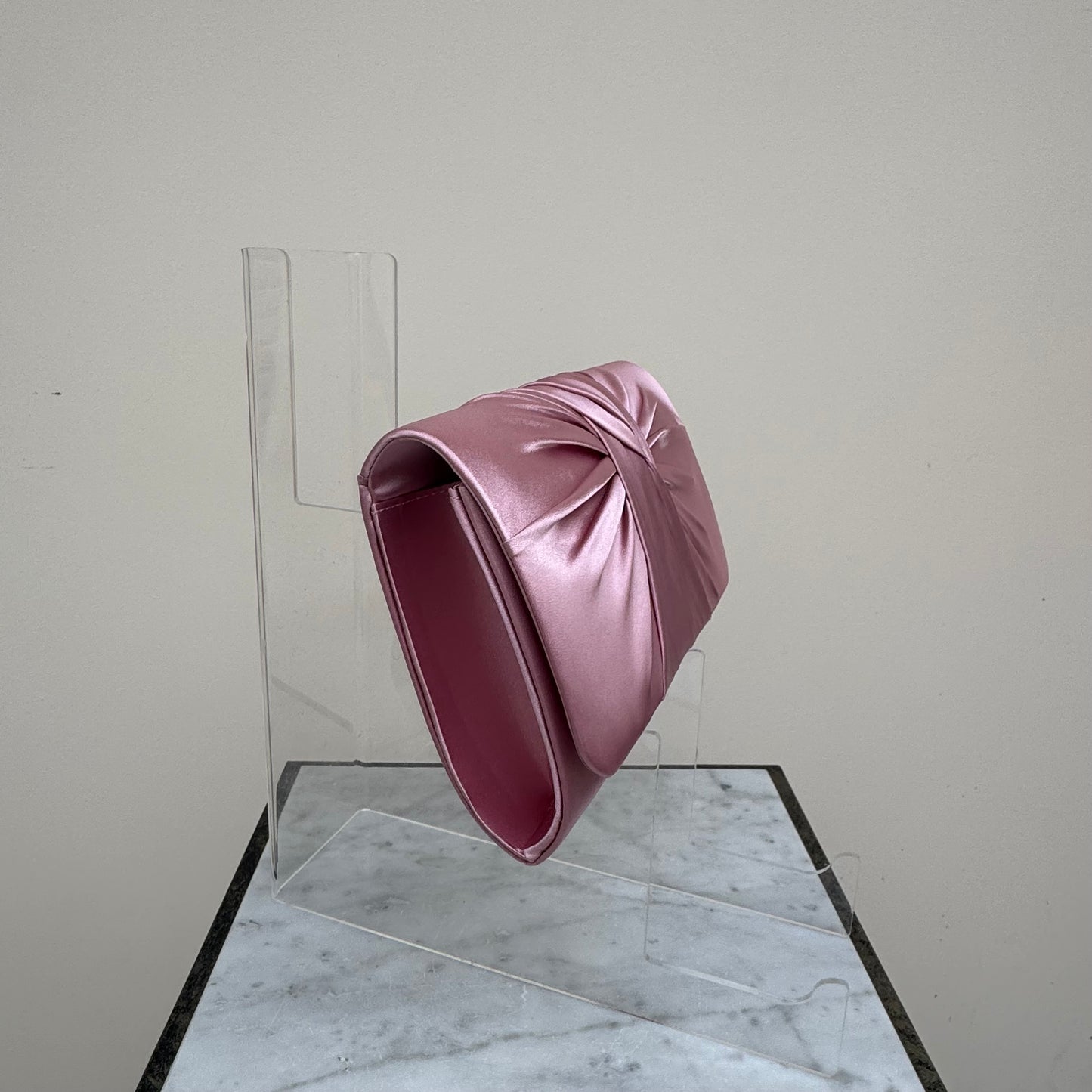 Failsworth Quartz Pink Satin Clutch Bag Quartz