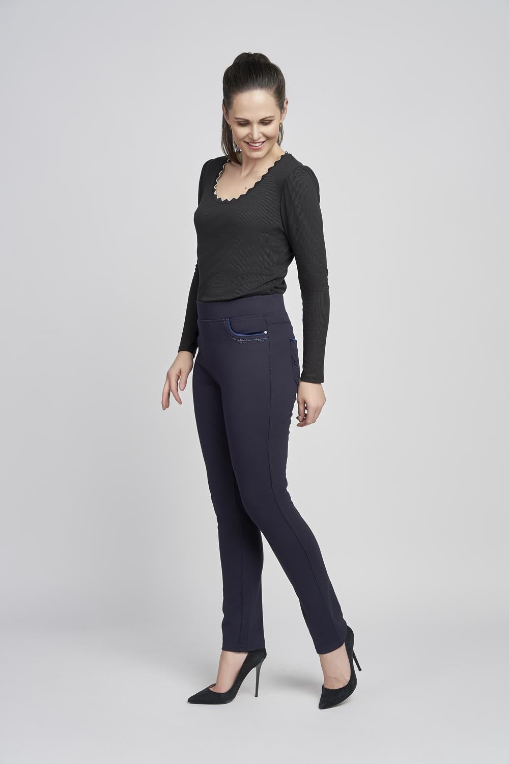 Pinns 405T Navy Blue Ponte Jean Style Trousers