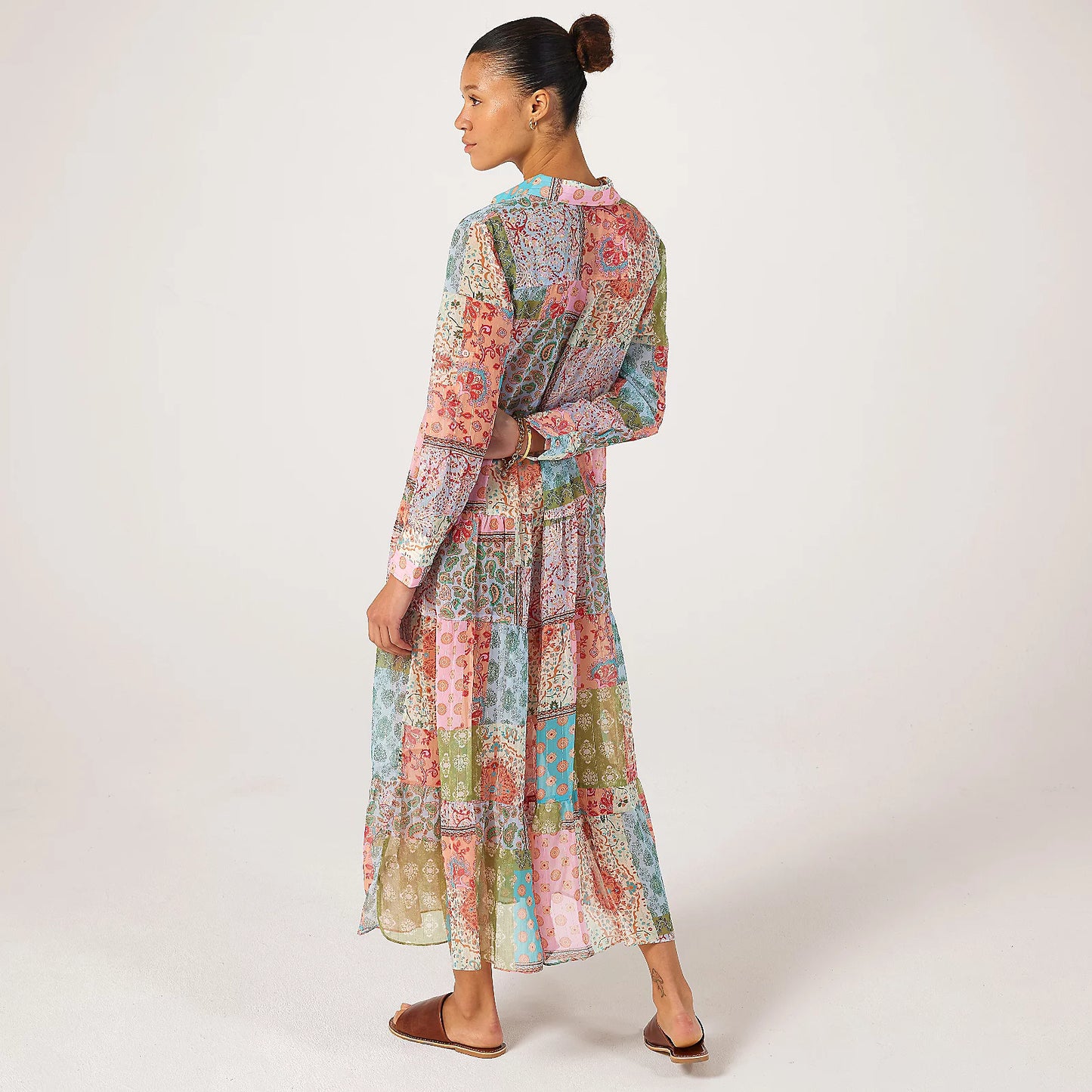 Malissa J Patchwork Shirt Dress Pink