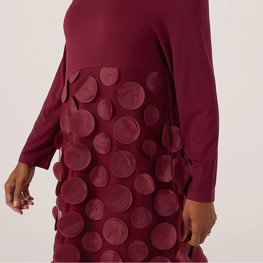 Malissa J WF1965A Mixed Jersey Circle Mesh Dress