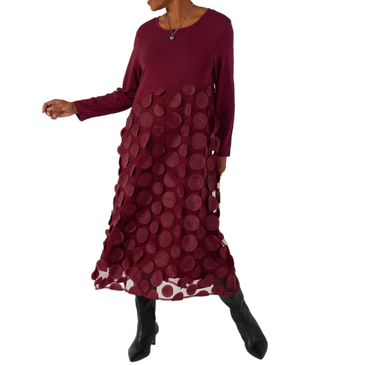 Malissa J WF1965A Mixed Jersey Circle Mesh Dress