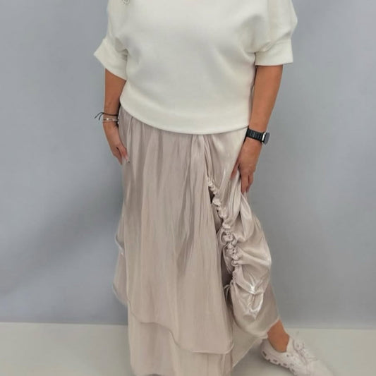 Malissa J WF2073 Double Layer Textured Sateen Skirt