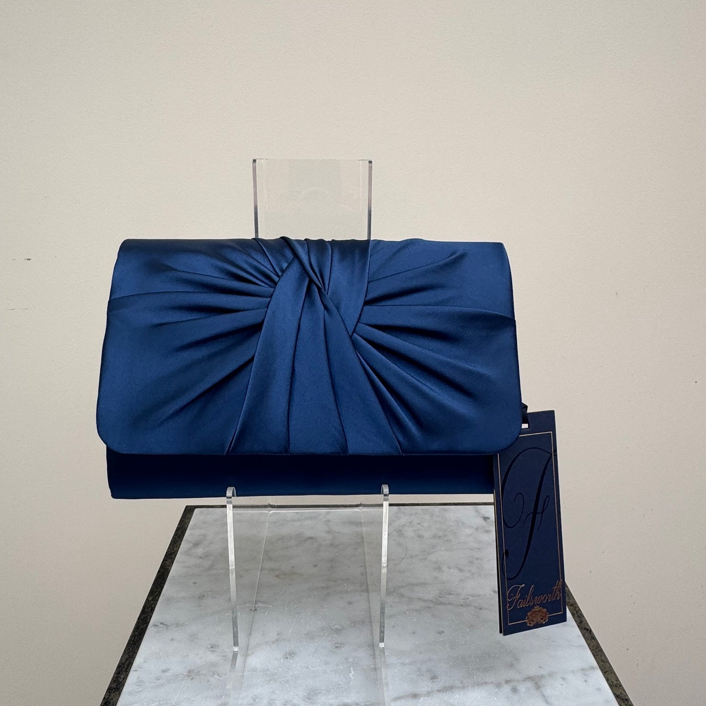 Failsworth Midnight Blue Satin Clutch Bag