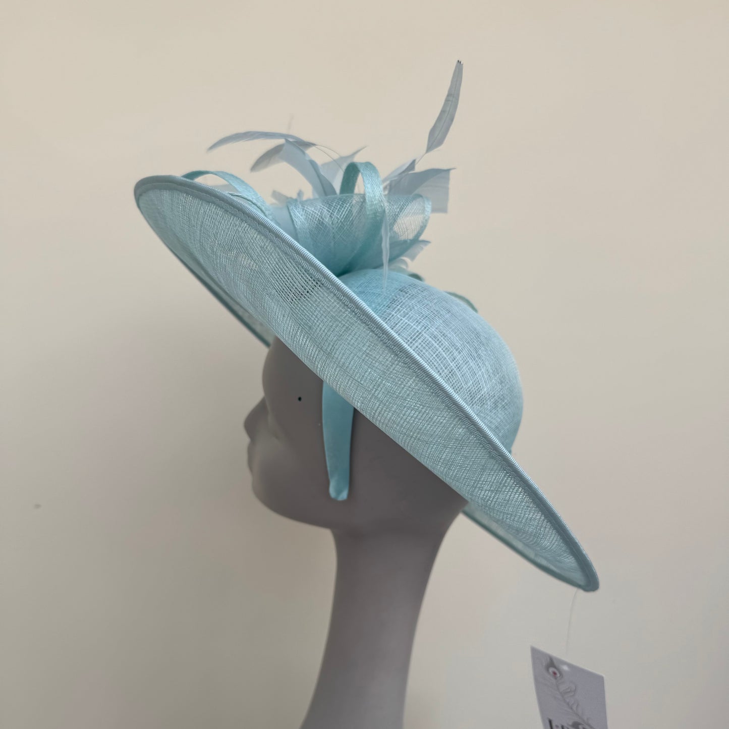 J Bees JB25/85 Aqua Blue Hatinator with Feather Flower Detail