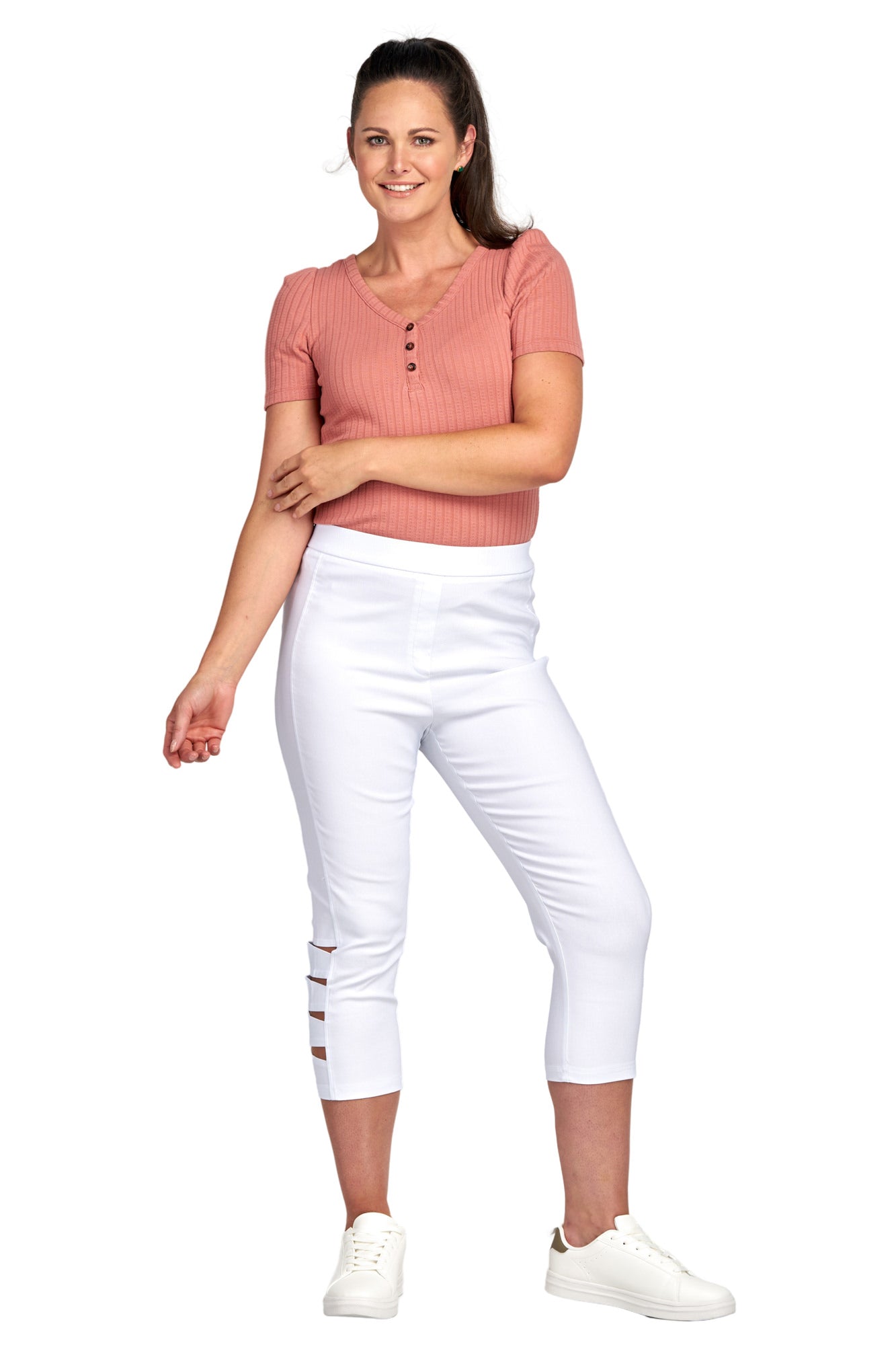 Pinns 552C Bengaline Crop With Cut Out Hem