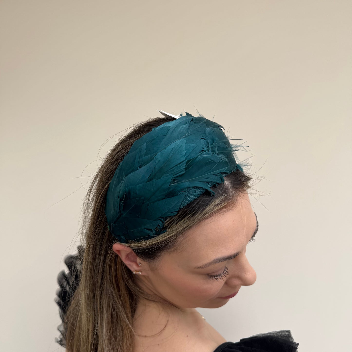 J Bees JB26/143 Forest Teal Green Feather Headband Fascinator