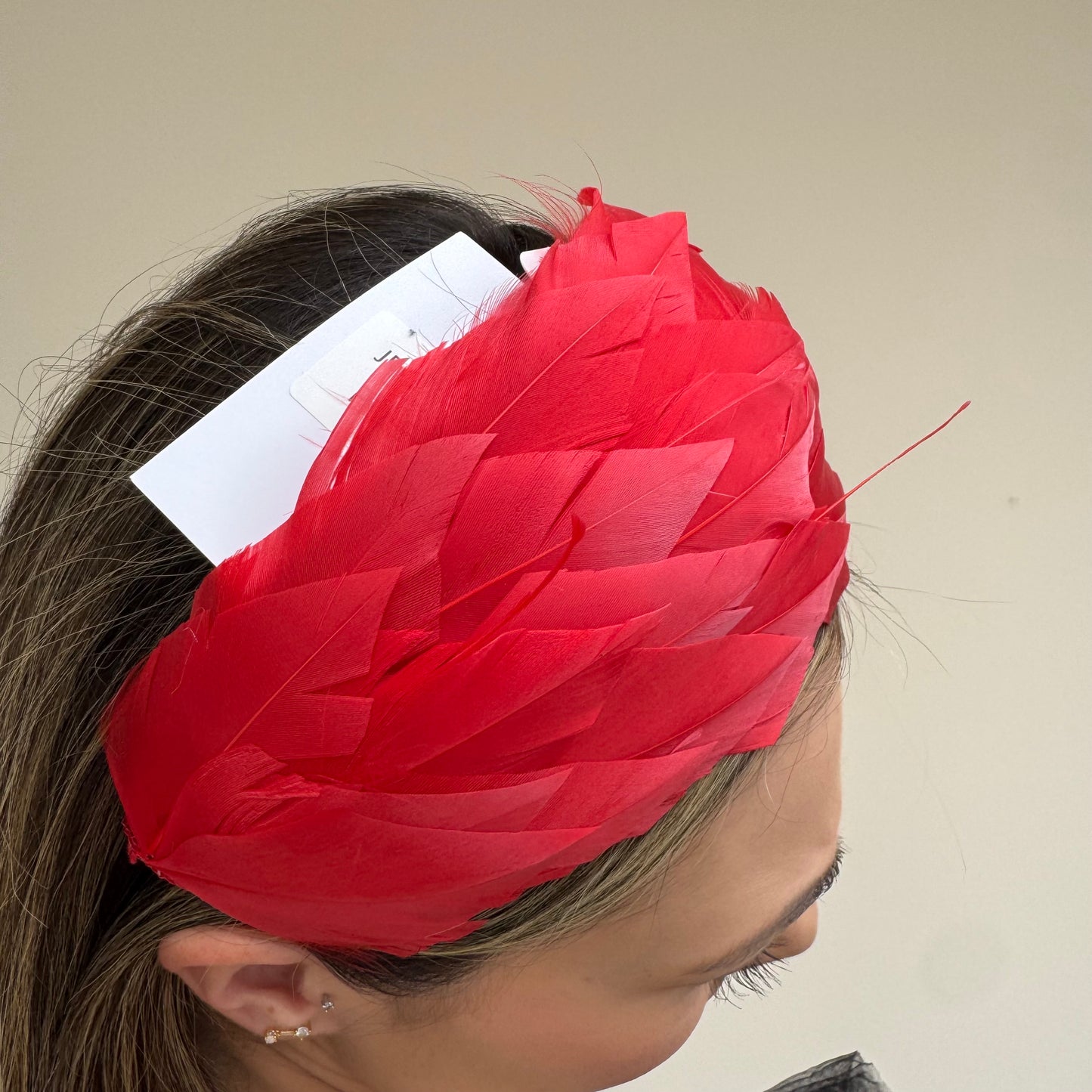 J Bees JB26/143 Poppy Red Feather Headband Fascinator