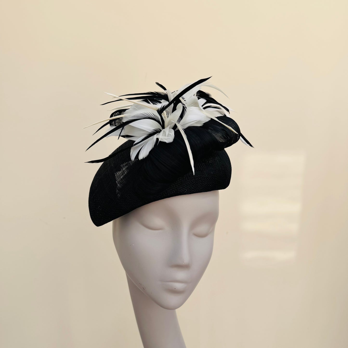 Boardmans Fernley Black/Ivory Pillbox with Contrast Feathers