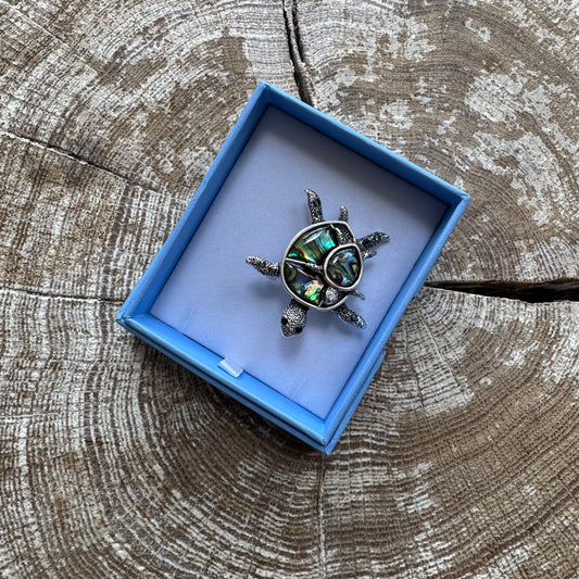 Byzantium P340 Mummy & Baby Turtle Paua Brooch