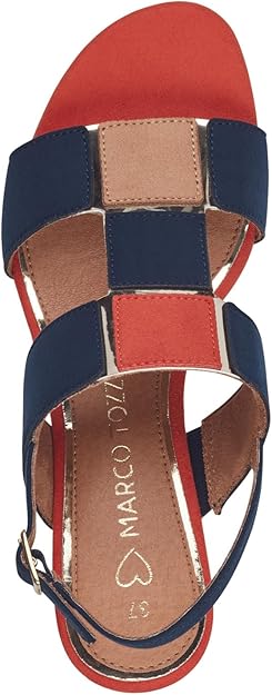 Marco Tozzi Navy and Rust Orange Sandal