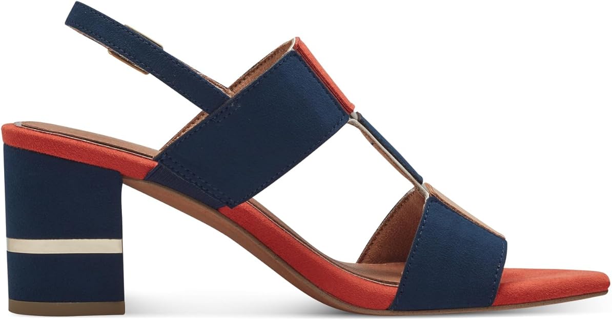 Marco Tozzi Navy and Rust Orange Sandal