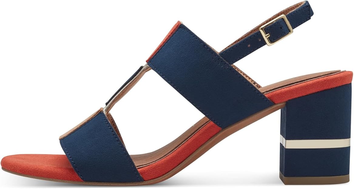 Marco Tozzi Navy and Rust Orange Sandal