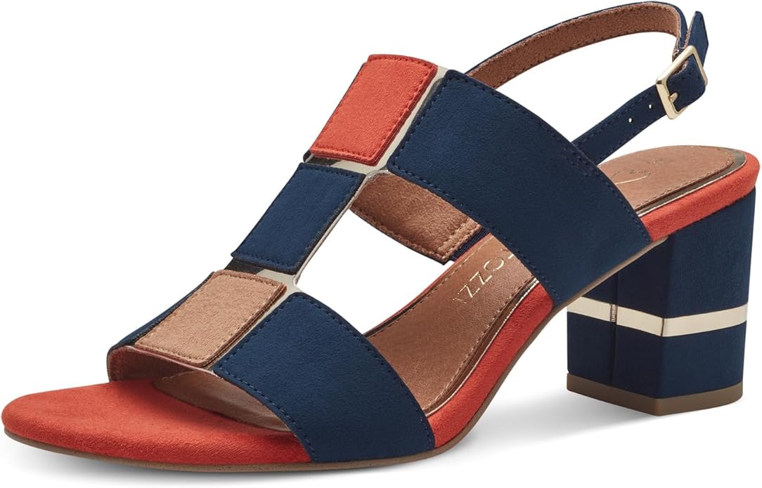 Marco Tozzi Navy and Rust Orange Sandal