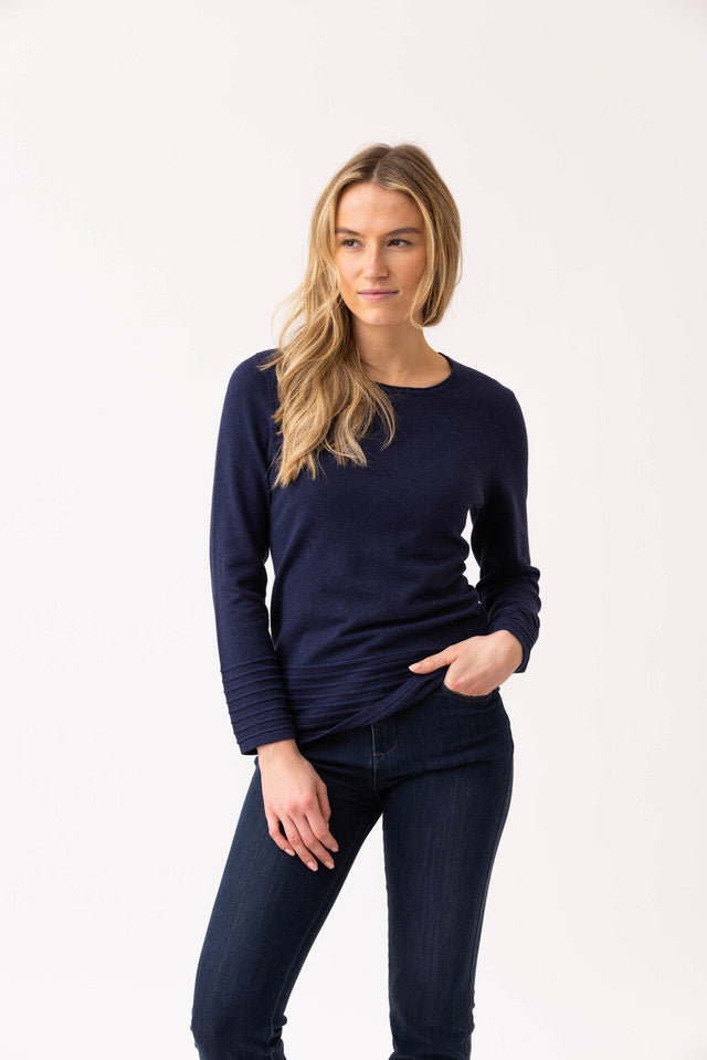 Marble 6377 Round Neck Knit with Ribbed Edge