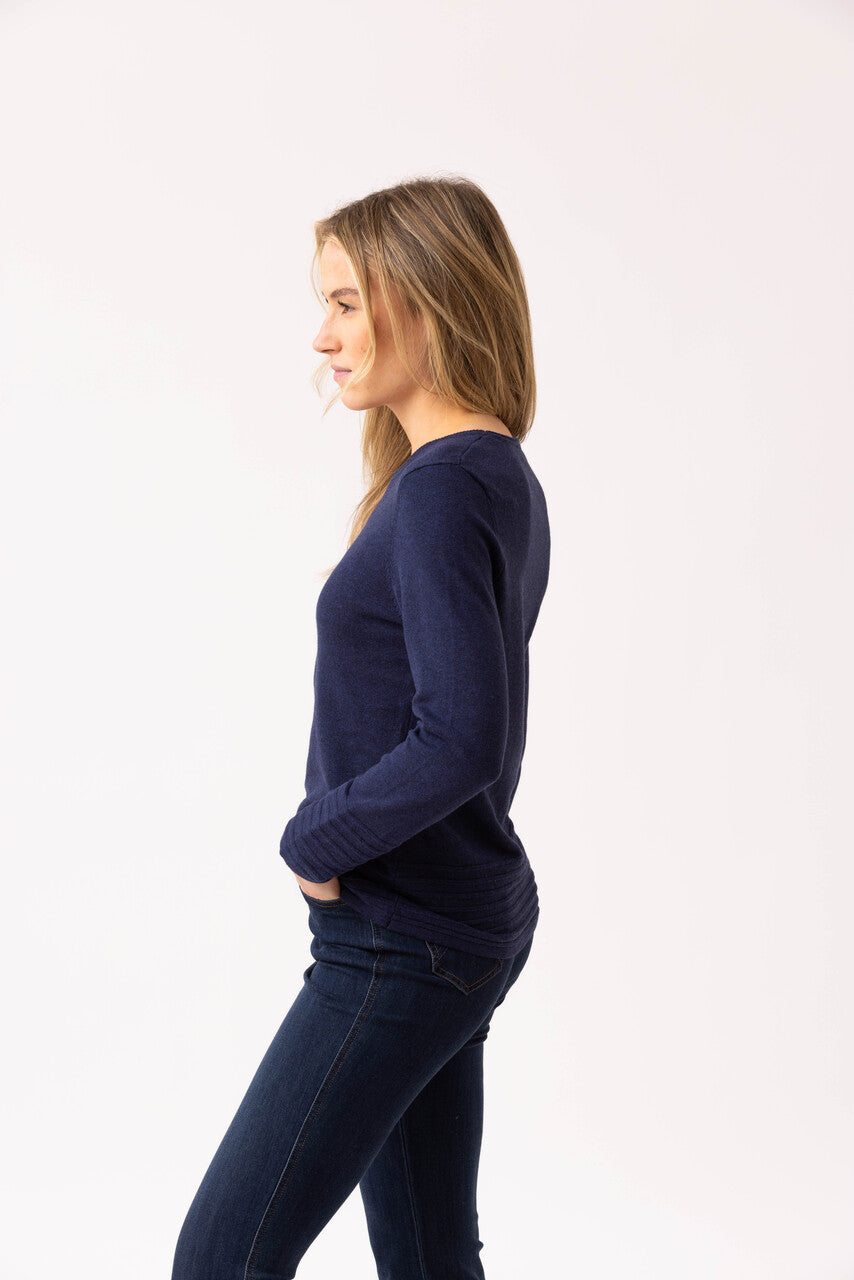 Marble 6377 Round Neck Knit with Ribbed Edge