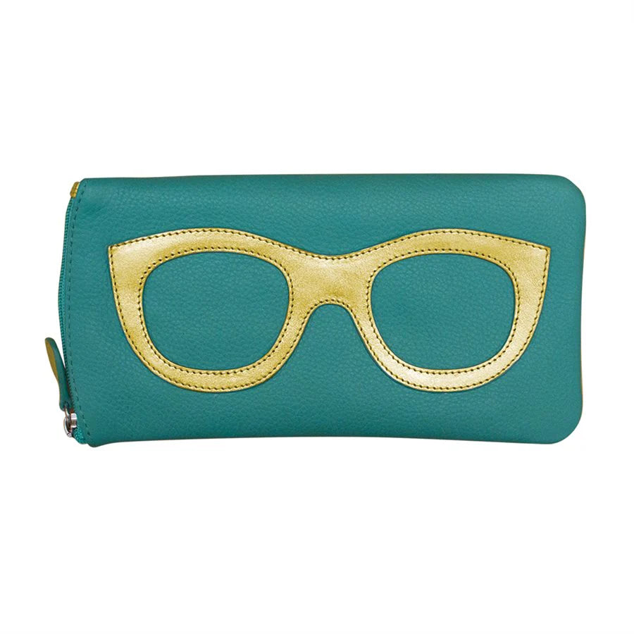Leather Eyeglass Case with Glass Frame Print