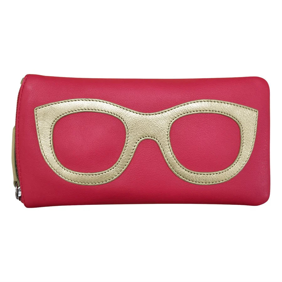 Leather Eyeglass Case with Glass Frame Print