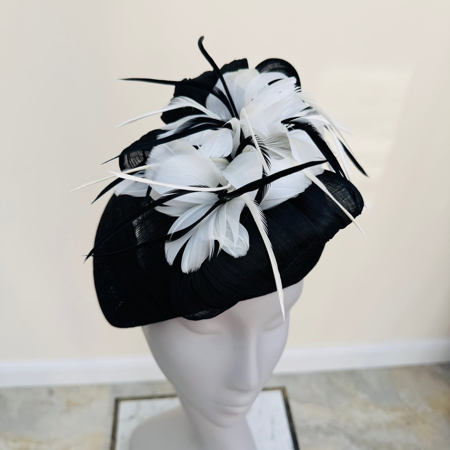 Boardmans Fernley Black/Ivory Pillbox with Contrast Feathers