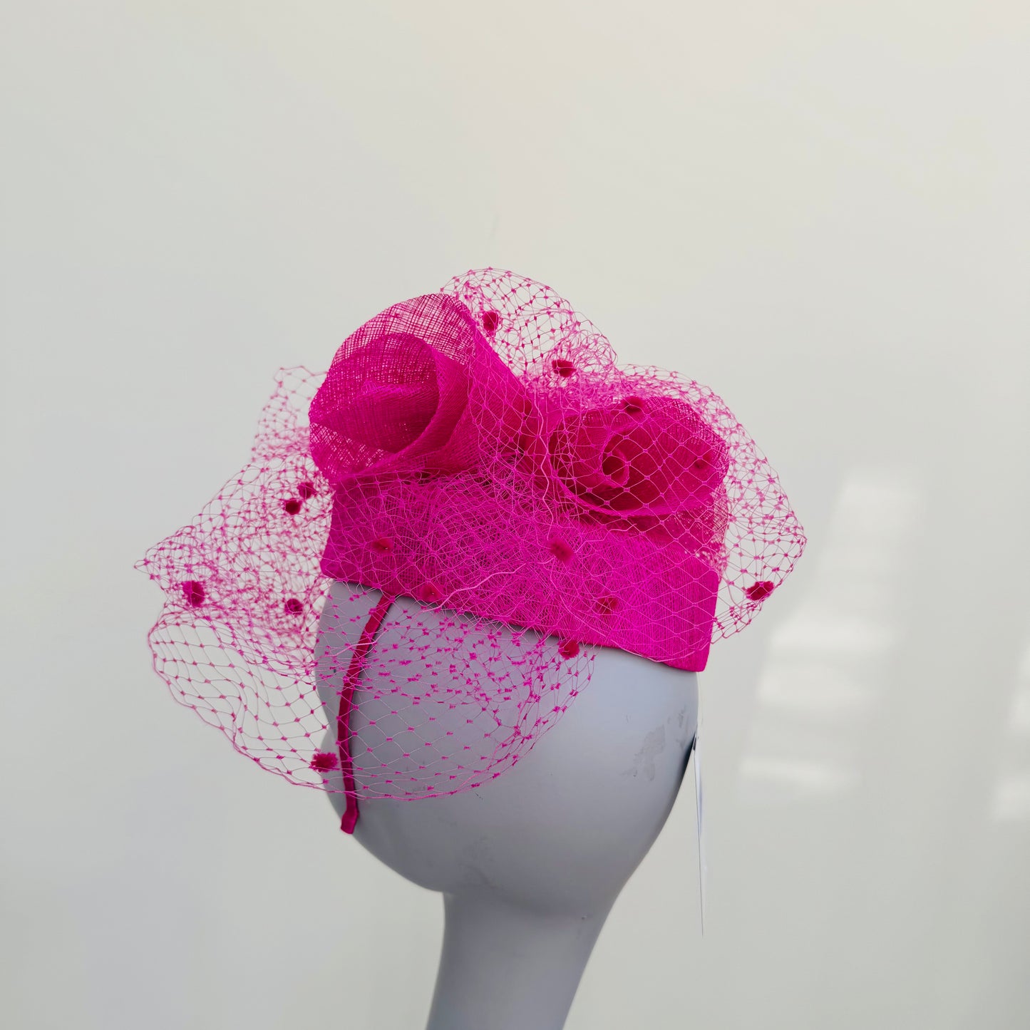 Boardmans Evelyn Fuchsia Pink Net Pillbox Hat