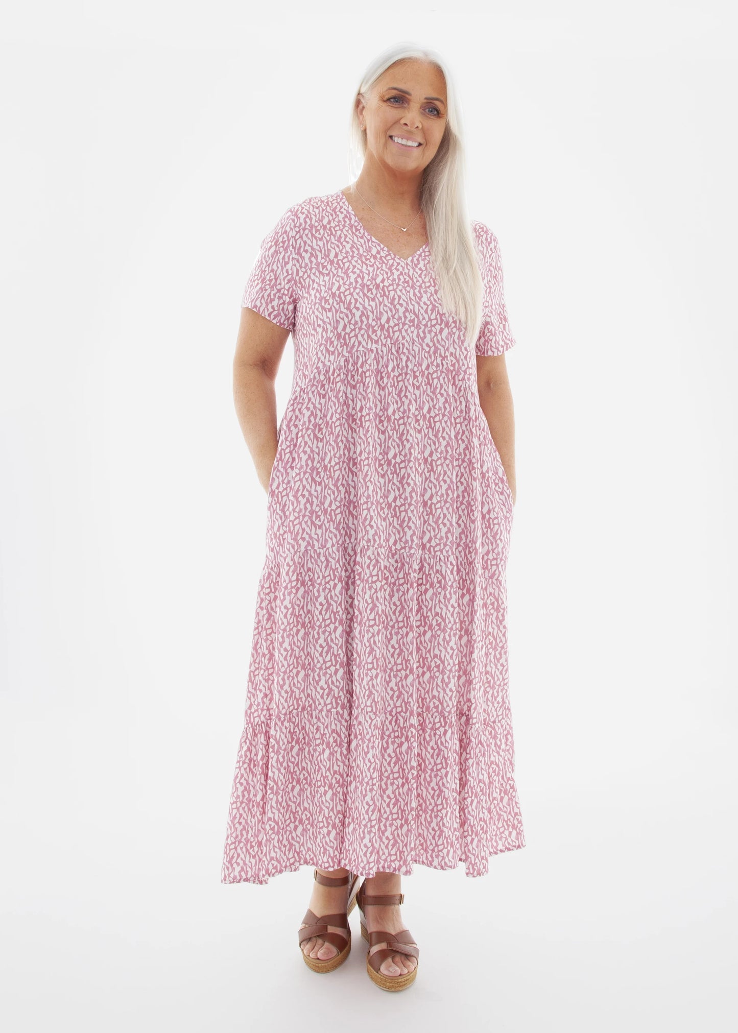 Dreams Mini Distressed Geo Tiered Dress