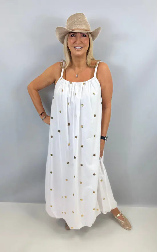 Malissa J WF2396 Woven Cotton Dress with Balloon Hem