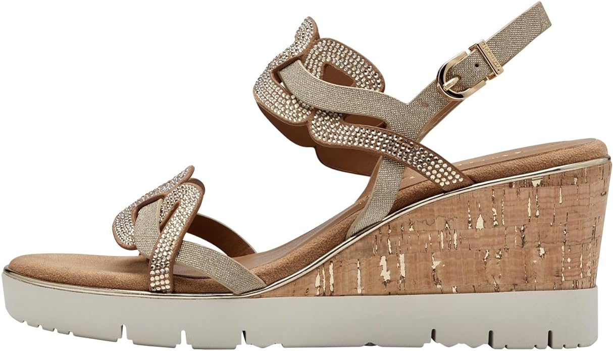 Tamaris Wedge Sparkle Sandal in Gold