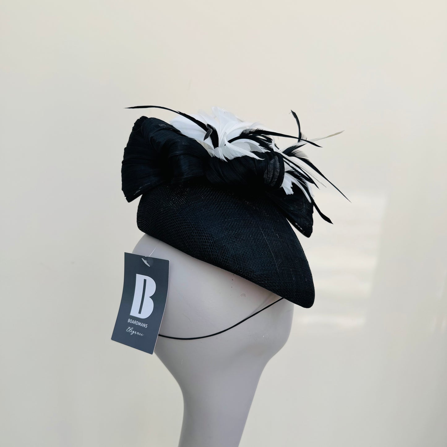 Boardmans Fernley Black/Ivory Pillbox with Contrast Feathers