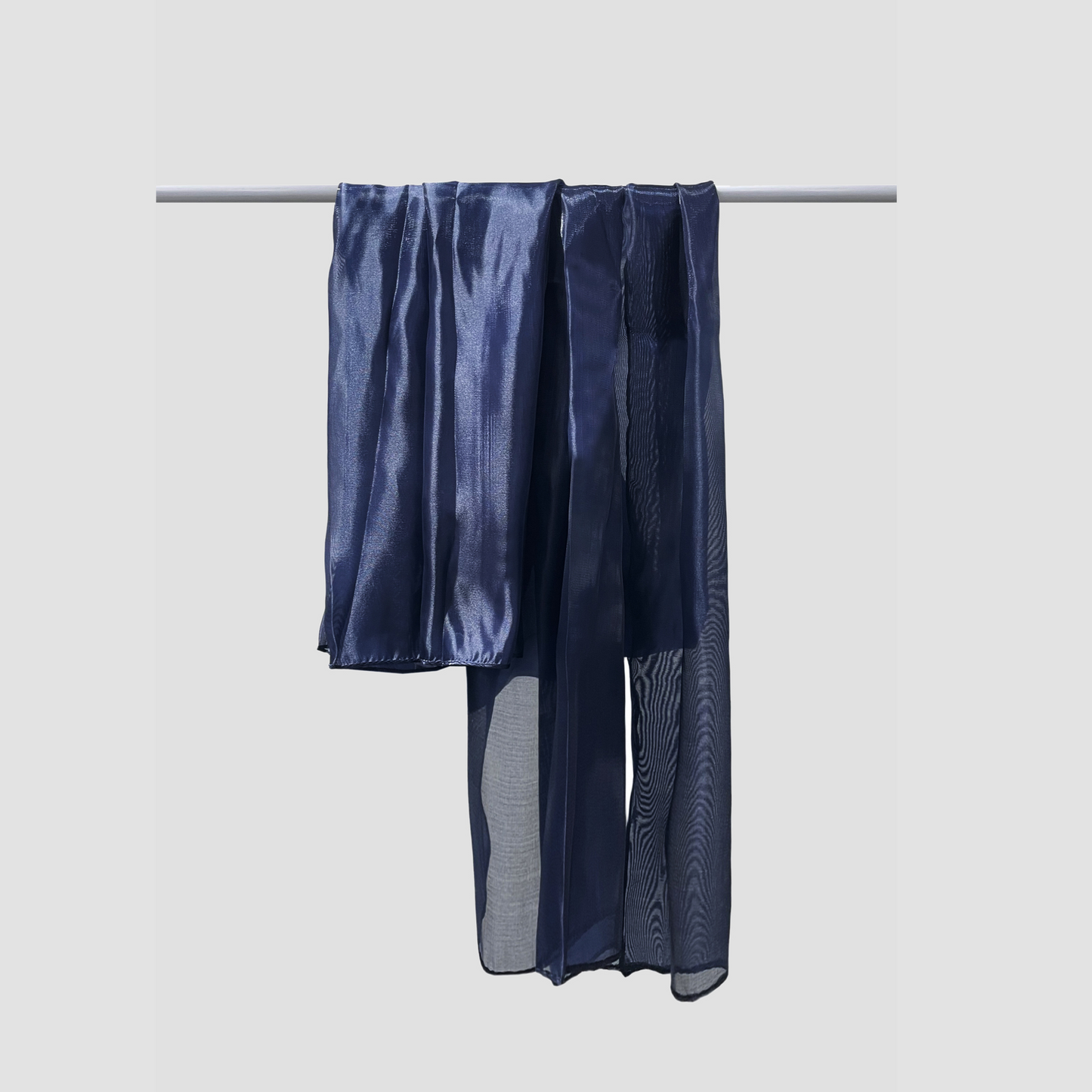 Navy Shiny Occasion Shawl Scarf