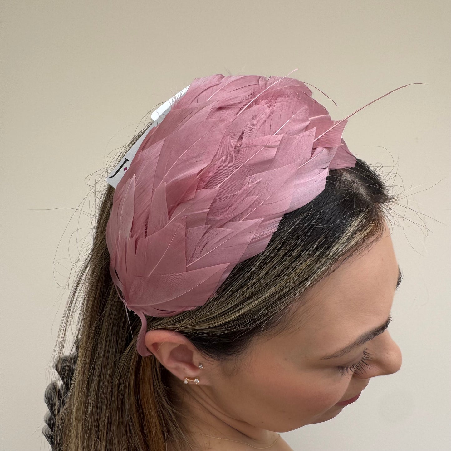 J Bees JB26/143 Heather Pink Feather Headband Fascinator