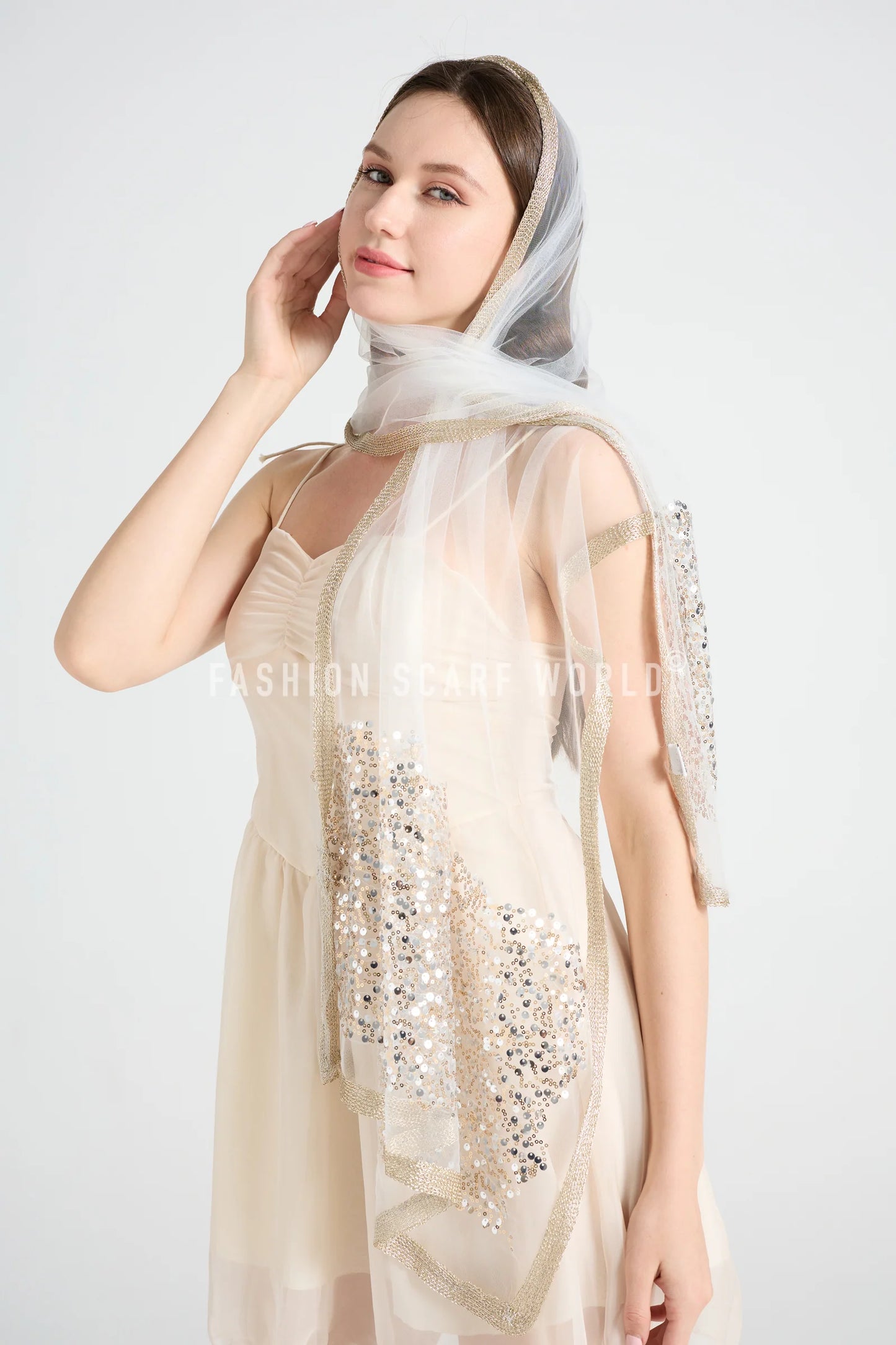 Glitter Sequin Mesh Sheer Wrap