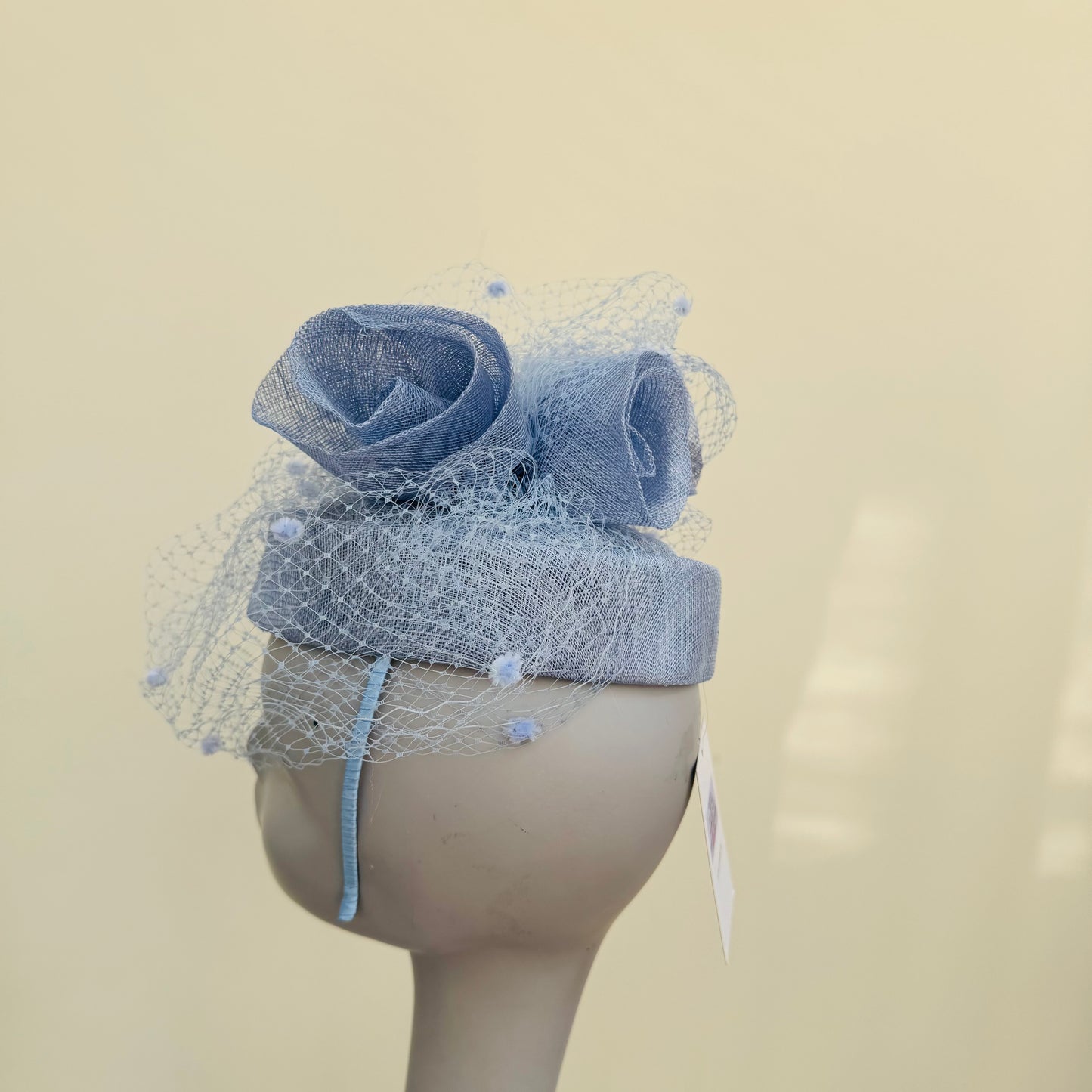 Boardmans Evelyn Light Periwinkle Blue Net Pillbox Hat