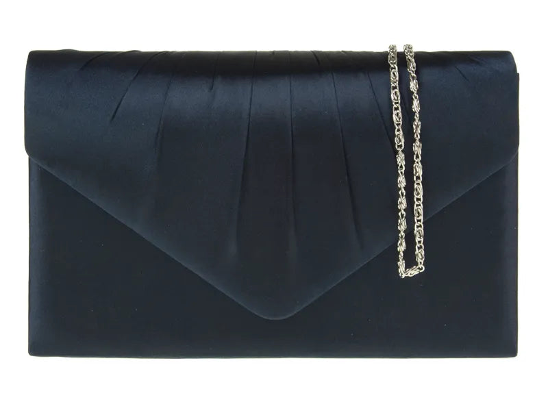 Koko Navy Satin Clutch Bag
