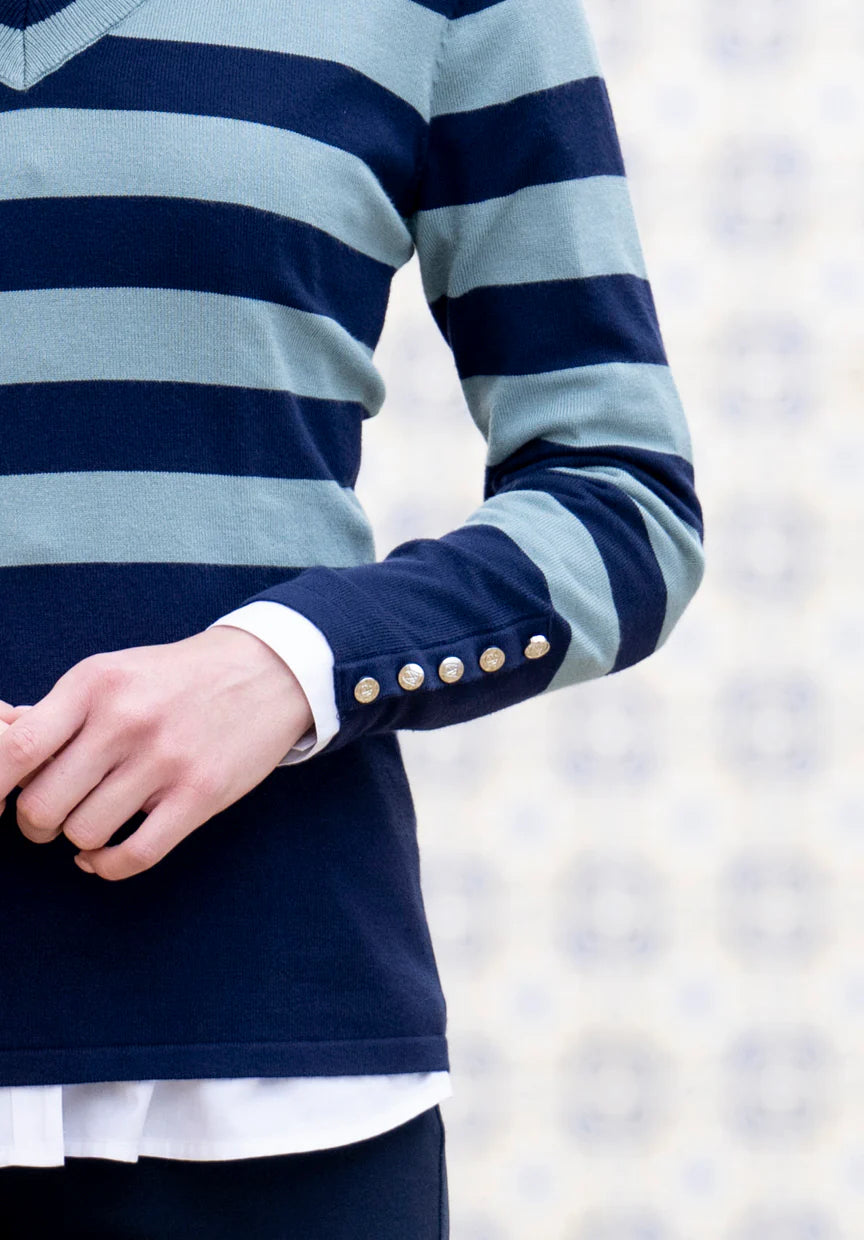 Marble 8018 Striped V Neck Jumper