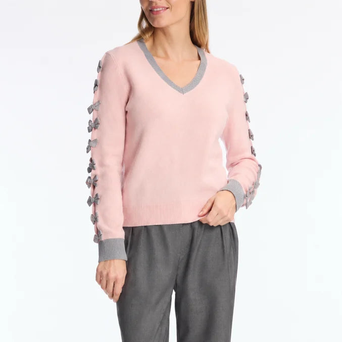 Leo & Ugo QH173 Bow Sleeve V-Neck Jumper